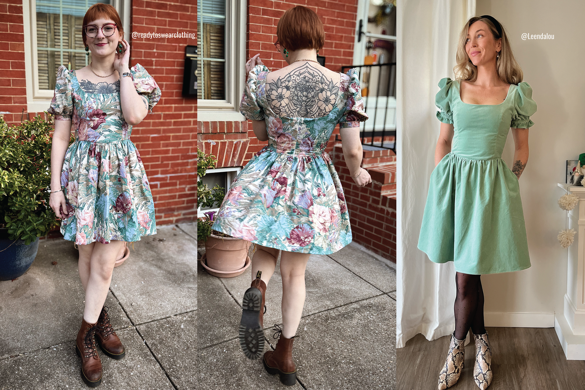 Romantic corset style dress sewing pattern with princess seams and puffy short sleeves. Round neckline. Regency, regal, bridgerton, cottagecore.