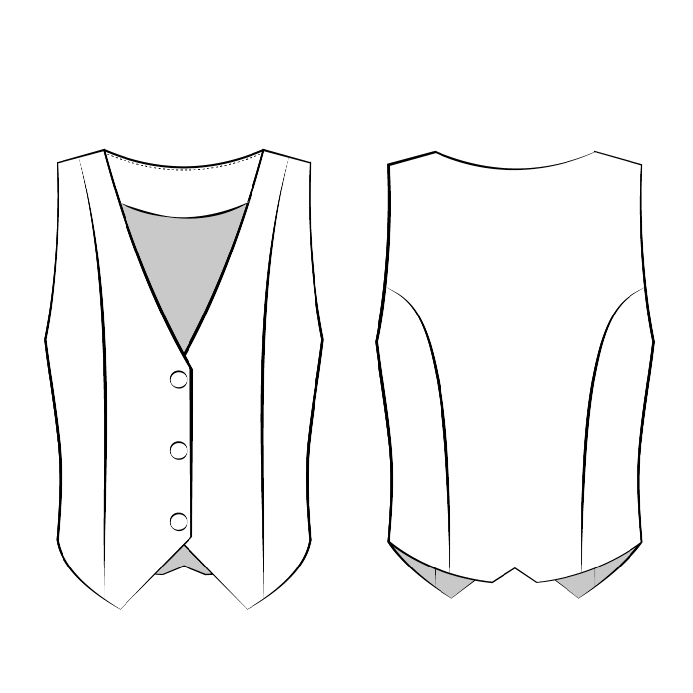 Fashion illustration sketch of the waistcoat vest.